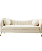 Noemi Contemporary Upholstered Sofa with Metal Legs and Pillows