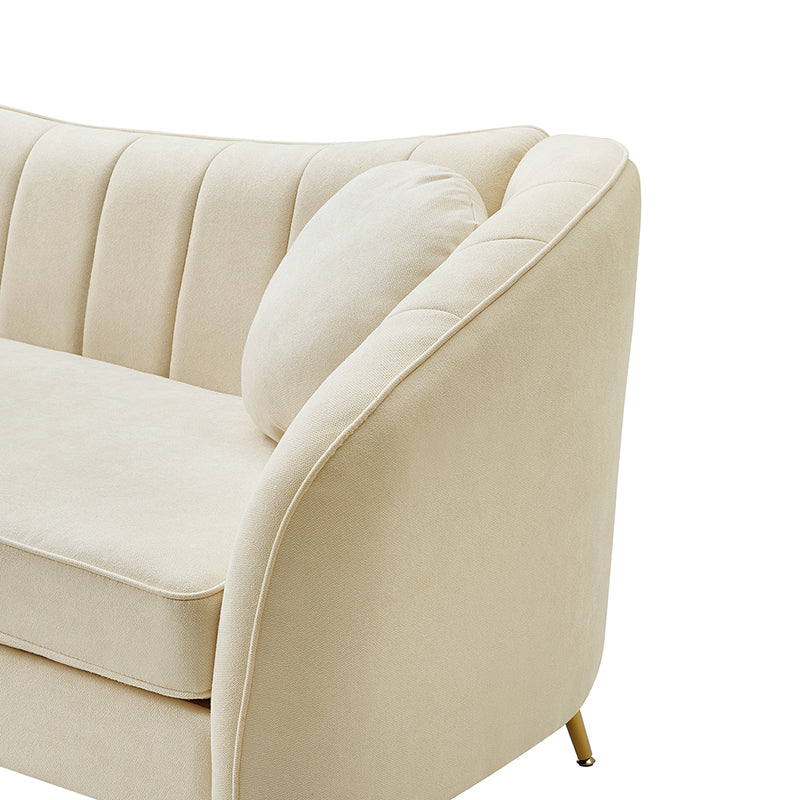 Noemi Contemporary Upholstered Sofa with Metal Legs and Pillows