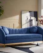 Noemi Contemporary Upholstered Sofa with Metal Legs and Pillows