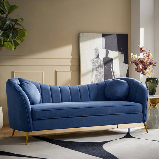 Noemi Contemporary Upholstered Sofa with Metal Legs and Pillows