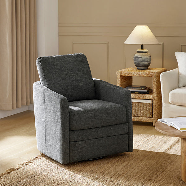 Hedda Wooden Upholstered Swivel Chair