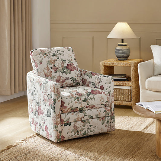 Hedda Wooden Upholstered Swivel Chair