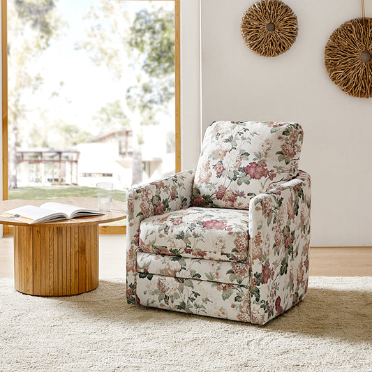 Hedda Wooden Upholstered Swivel Chair