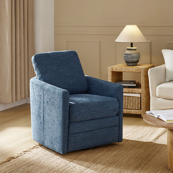 Hedda Wooden Upholstered Swivel Chair