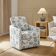 Hedda Wooden Upholstered Swivel Chair