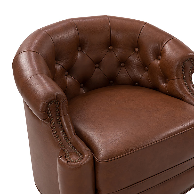 Alonso Classic Chesterfield Genuine Leather Swivel Chair