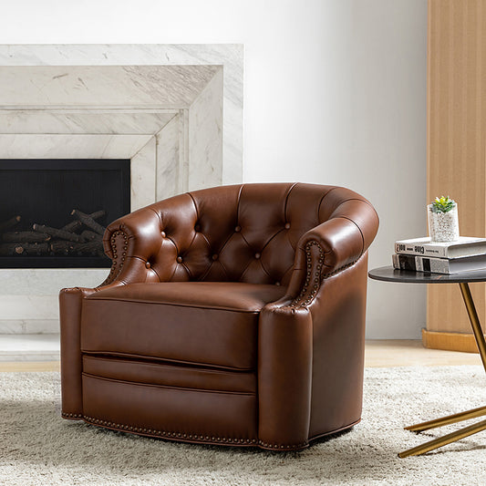 Alonso Classic Chesterfield Genuine Leather Swivel Chair