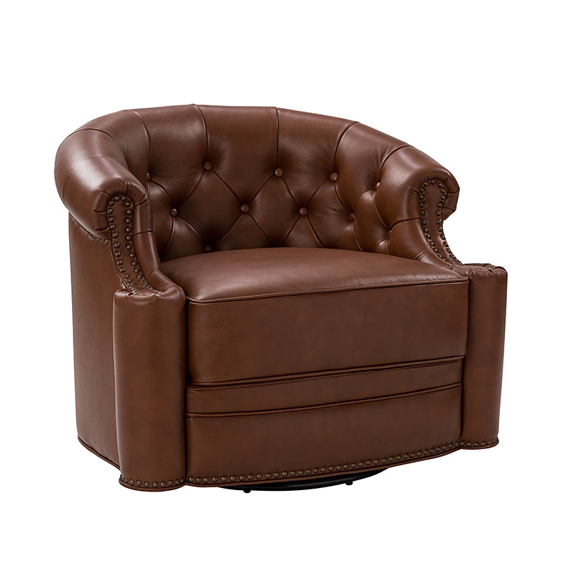 Alonso Classic Chesterfield Genuine Leather Swivel Chair