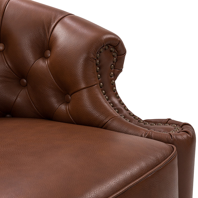 Alonso Classic Chesterfield Genuine Leather Swivel Chair