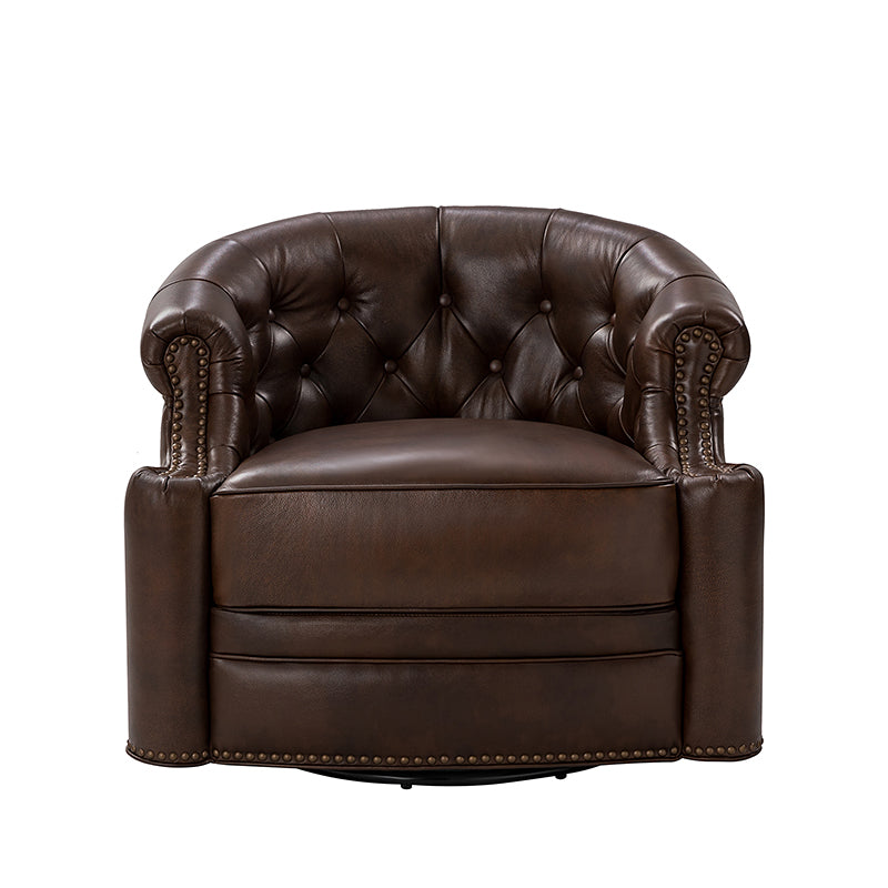 Alonso Classic Chesterfield Genuine Leather Swivel Chair