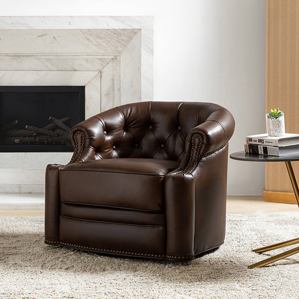 Alonso Classic Chesterfield Genuine Leather Swivel Chair