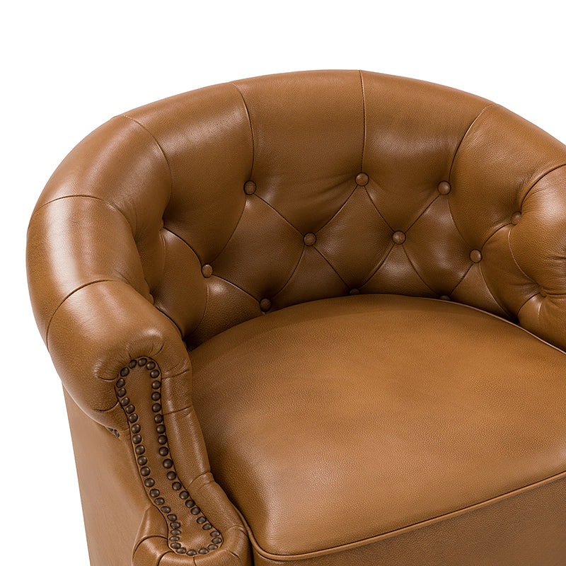 Alonso Classic Chesterfield Genuine Leather Swivel Chair