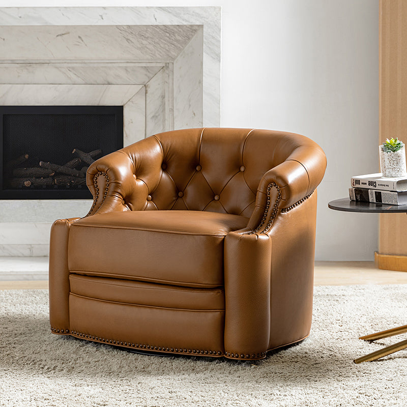 Alonso Classic Chesterfield Genuine Leather Swivel Chair