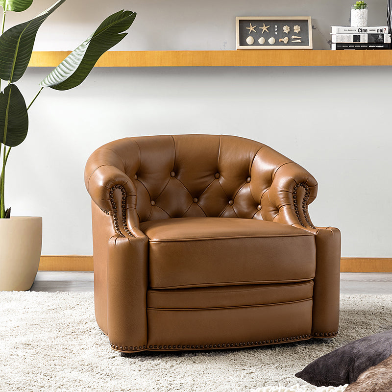 Alonso Classic Chesterfield Genuine Leather Swivel Chair