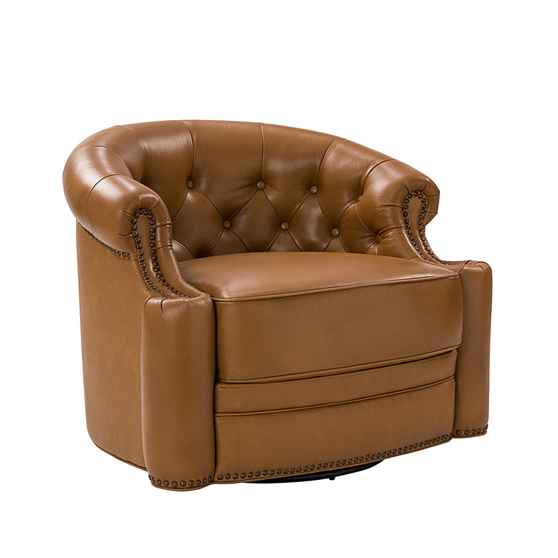 Alonso Classic Chesterfield Genuine Leather Swivel Chair