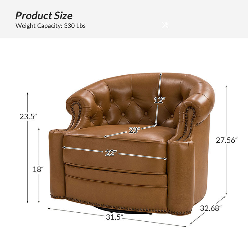 Alonso Classic Chesterfield Genuine Leather Swivel Chair