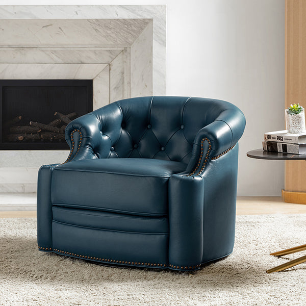 Alonso Classic Chesterfield Genuine Leather Swivel Chair