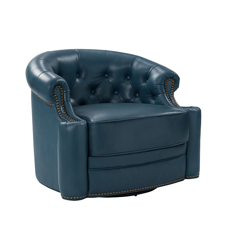 Alonso Classic Chesterfield Genuine Leather Swivel Chair