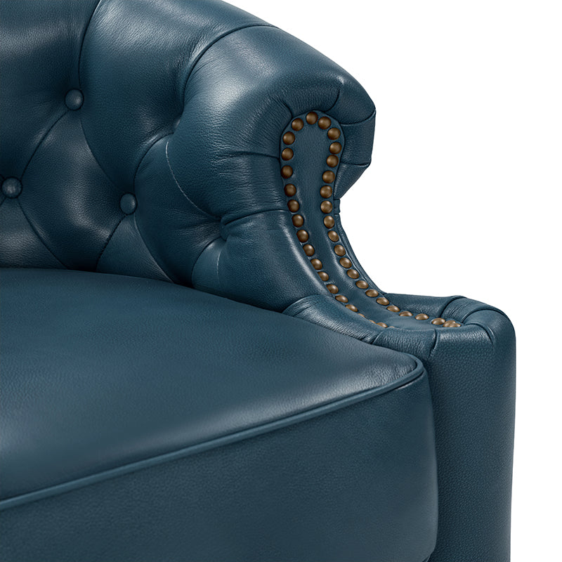 Alonso Classic Chesterfield Genuine Leather Swivel Chair