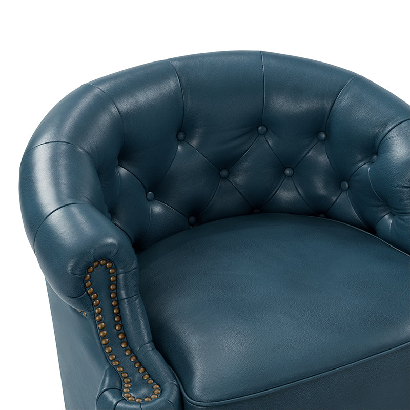 Alonso Classic Chesterfield Genuine Leather Swivel Chair