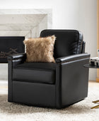 Irene Genuine Leather Swivel Chair Armchair with Nailhead Trims