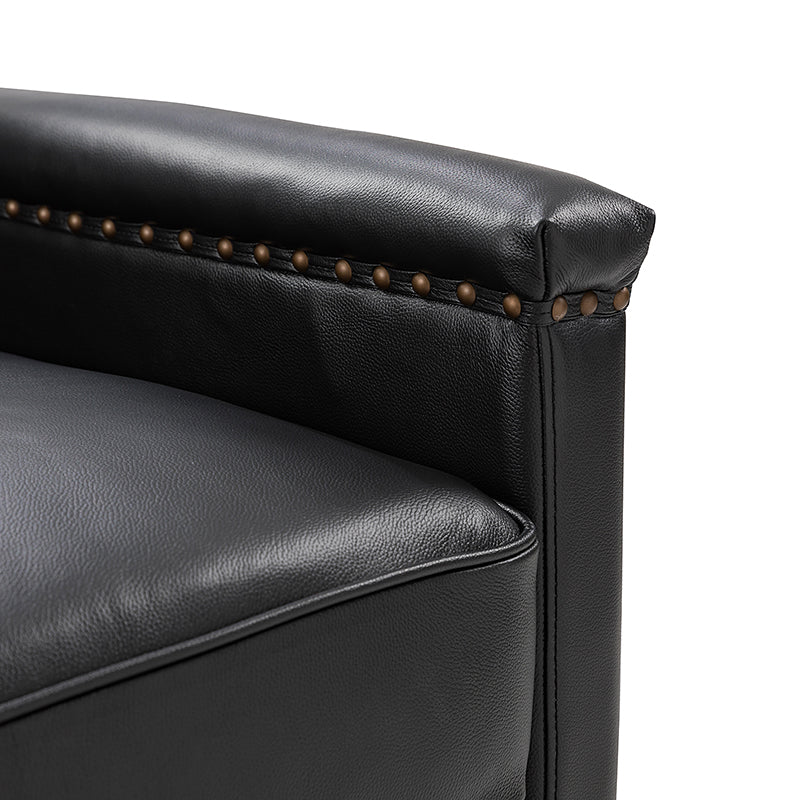 Irene Genuine Leather Swivel Chair Armchair with Nailhead Trims