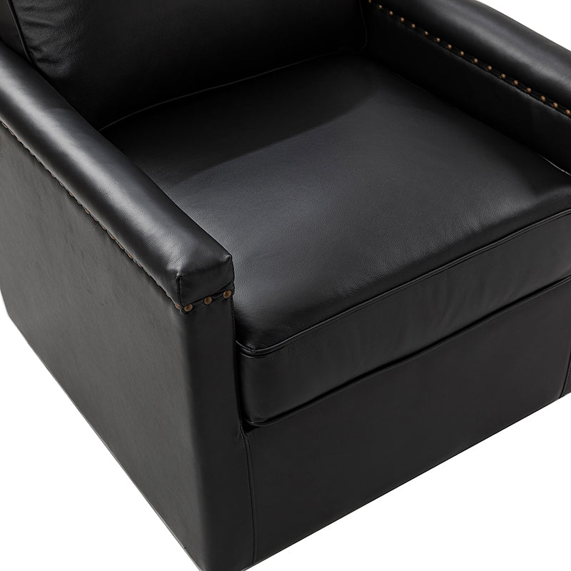 Irene Genuine Leather Swivel Chair Armchair with Nailhead Trims