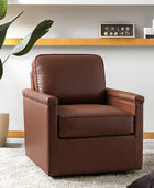 Irene Genuine Leather Swivel Chair Armchair with Nailhead Trims