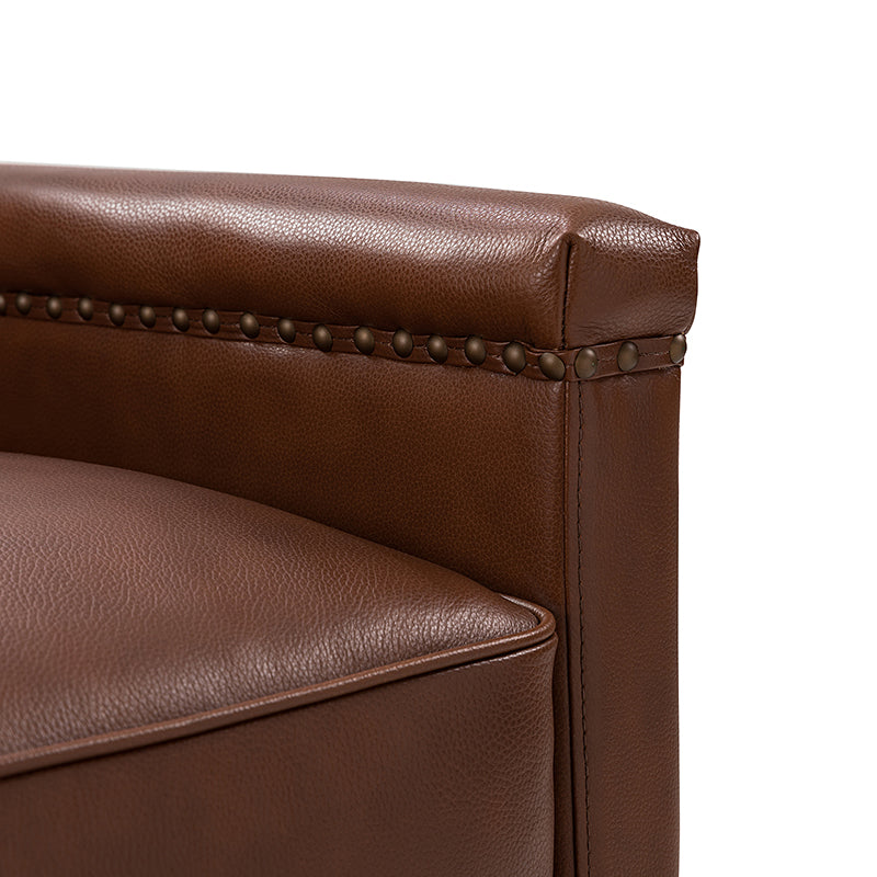 Irene Genuine Leather Swivel Chair Armchair with Nailhead Trims