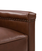 Irene Genuine Leather Swivel Chair Armchair with Nailhead Trims