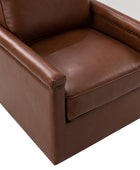 Irene Genuine Leather Swivel Chair Armchair with Nailhead Trims