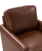 Irene Genuine Leather Swivel Chair Armchair with Nailhead Trims