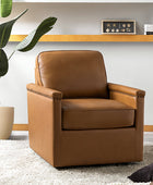 Irene Genuine Leather Swivel Chair Armchair with Nailhead Trims