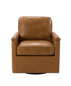 Irene Genuine Leather Swivel Chair Armchair with Nailhead Trims