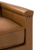 Irene Genuine Leather Swivel Chair Armchair with Nailhead Trims