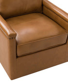 Irene Genuine Leather Swivel Chair Armchair with Nailhead Trims