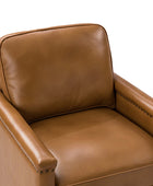 Irene Genuine Leather Swivel Chair Armchair with Nailhead Trims
