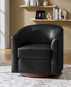 Sandy 360-Degree Swivel Barrel Faux Leather Chair for Living Room