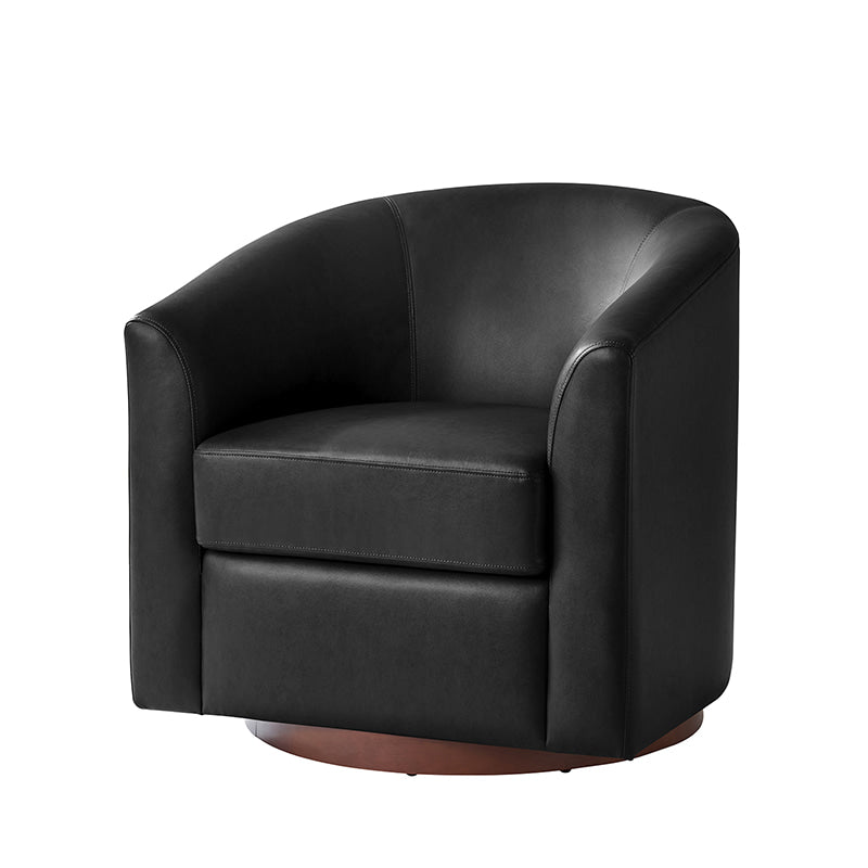 Sandy 360-Degree Swivel Barrel Faux Leather Chair for Living Room