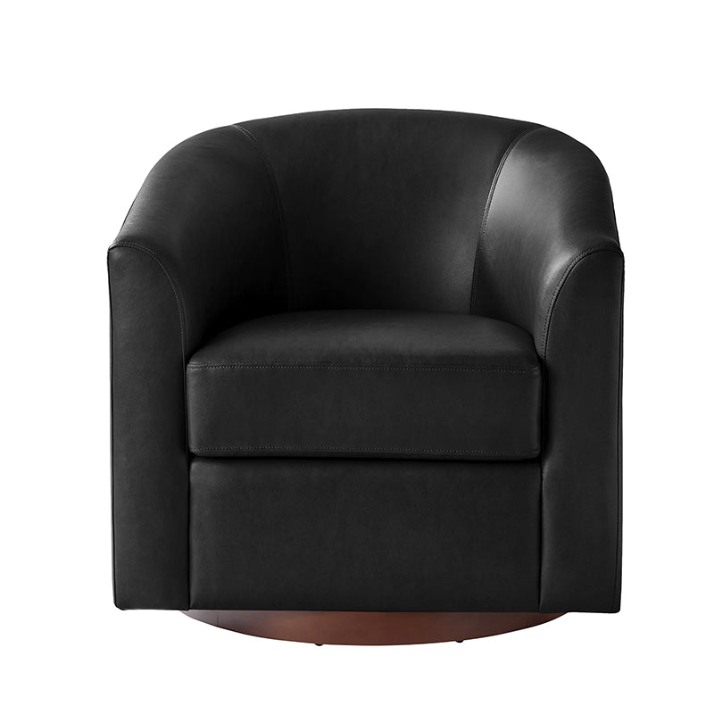 Sandy 360-Degree Swivel Barrel Faux Leather Chair for Living Room