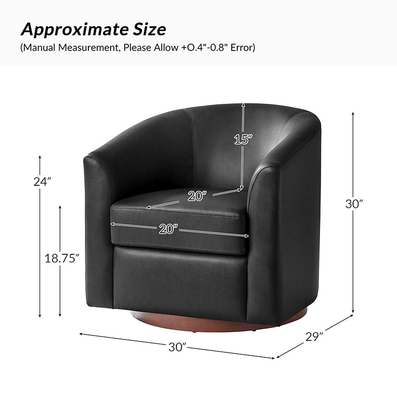 Sandy 360-Degree Swivel Barrel Faux Leather Chair for Living Room