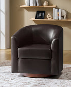 Sandy 360-Degree Swivel Barrel Faux Leather Chair for Living Room