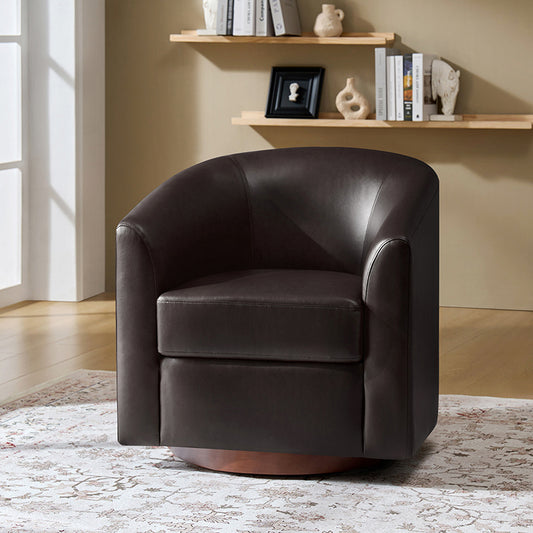 Sandy 360-Degree Swivel Barrel Faux Leather Chair for Living Room