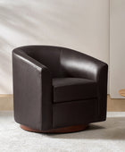 Sandy 360-Degree Swivel Barrel Faux Leather Chair for Living Room