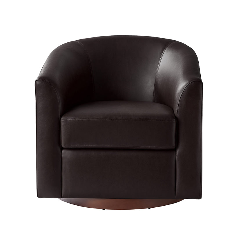 Sandy 360-Degree Swivel Barrel Faux Leather Chair for Living Room