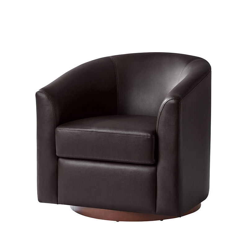 Sandy 360-Degree Swivel Barrel Faux Leather Chair for Living Room