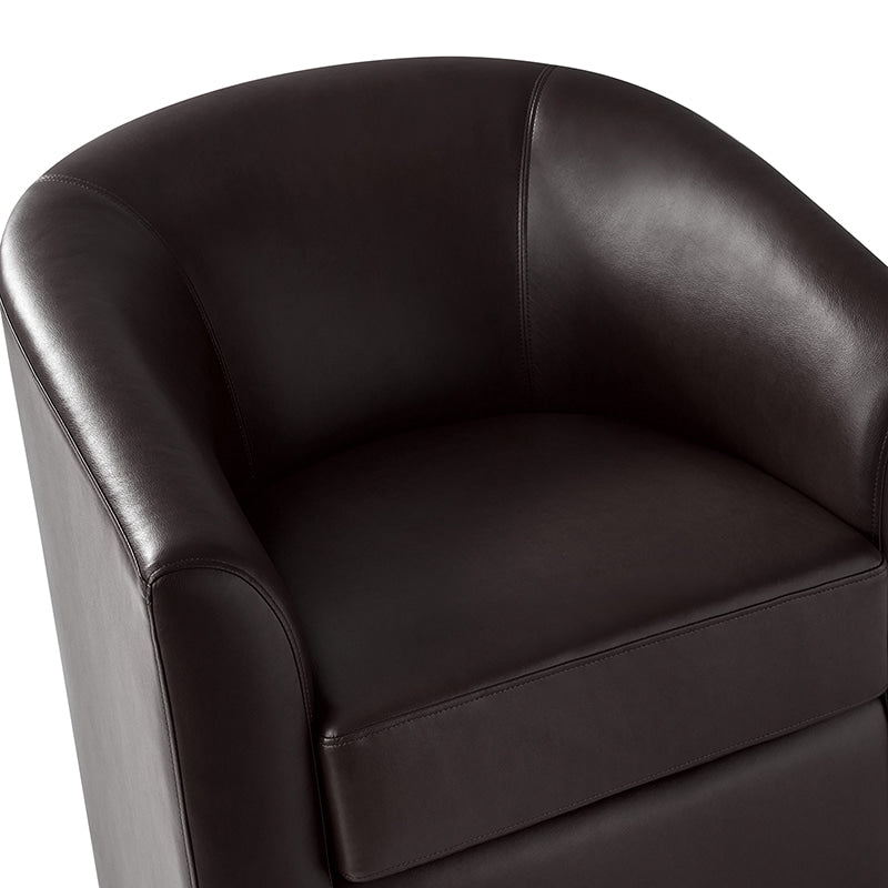 Sandy 360-Degree Swivel Barrel Faux Leather Chair for Living Room