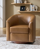 Sandy 360-Degree Swivel Barrel Faux Leather Chair for Living Room