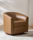 Sandy 360-Degree Swivel Barrel Faux Leather Chair for Living Room