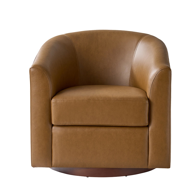 Sandy 360-Degree Swivel Barrel Faux Leather Chair for Living Room